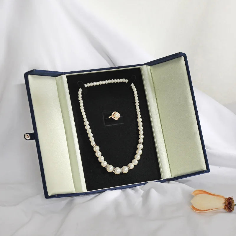 Boîte Bijoux Collier Velours Vintage Double Anneau
