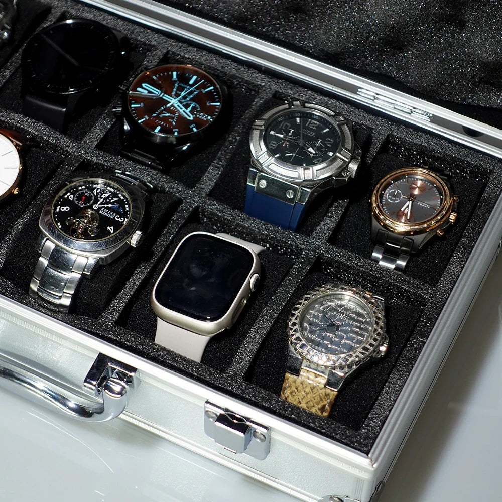 Mallette Bijoux Métal Rangement Montres 10 12 Emplacements