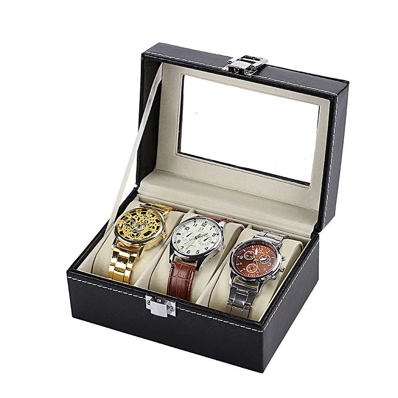 Boite Montre Cuir Verre Multi Emplacements