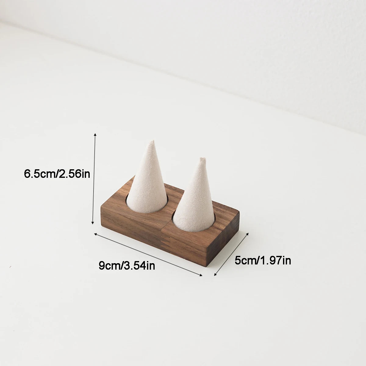 Présentoir Bois Noyer Bagues Boucles d'Oreilles Velours