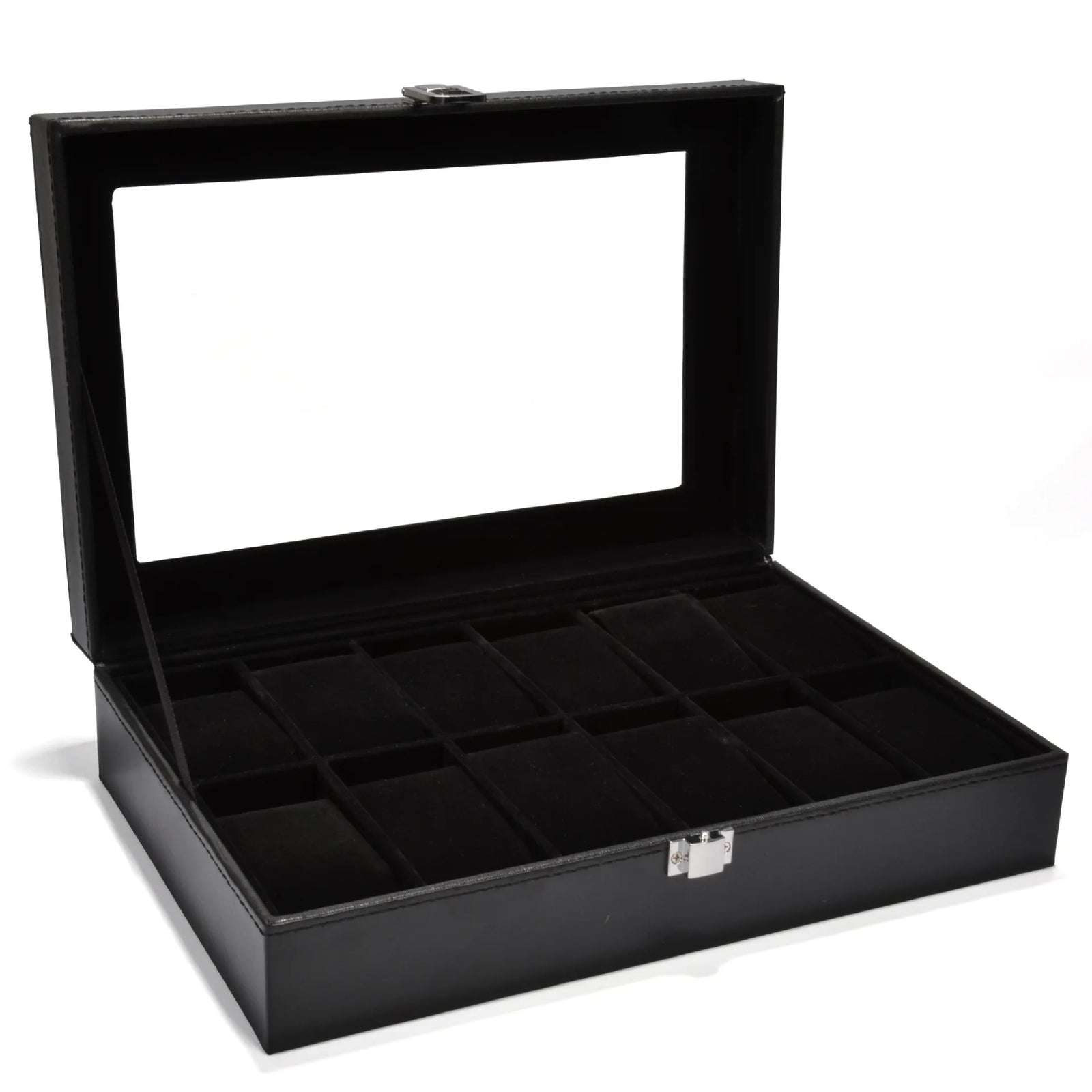 Boîte Montre Cuir Noir Emplacements Vitrine