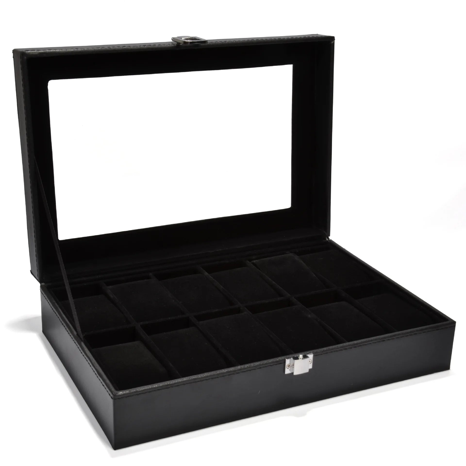 Boîte Montre Cuir Noir Emplacements Vitrine