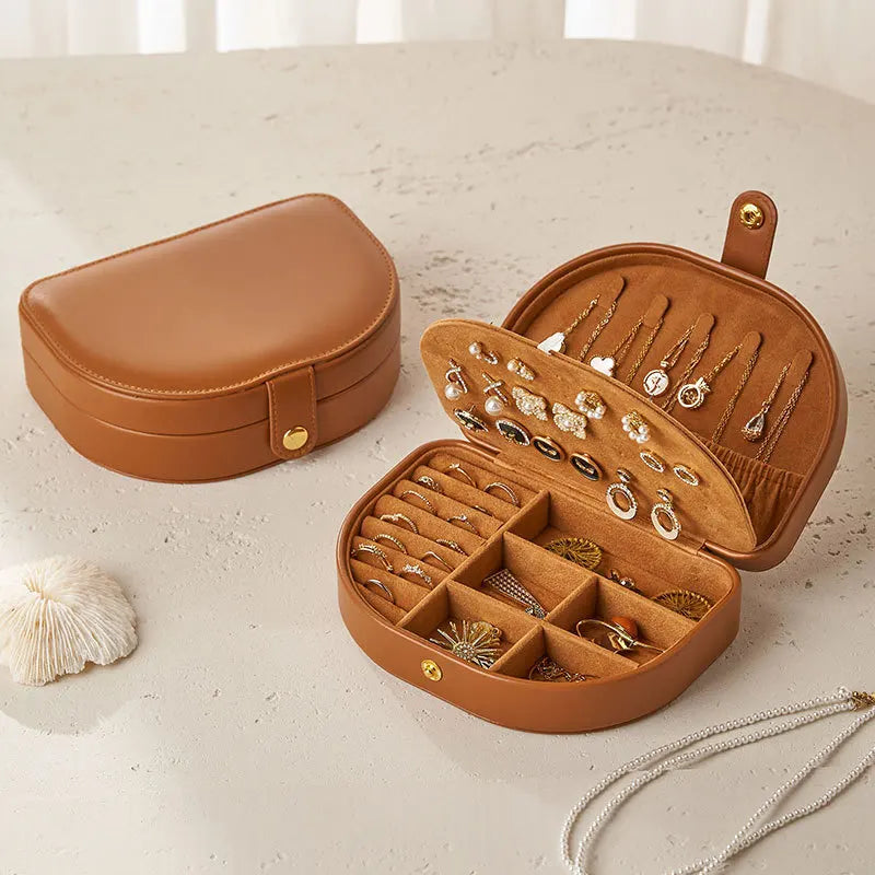 Boîte Bijoux Cuir Voyage Marron Premium