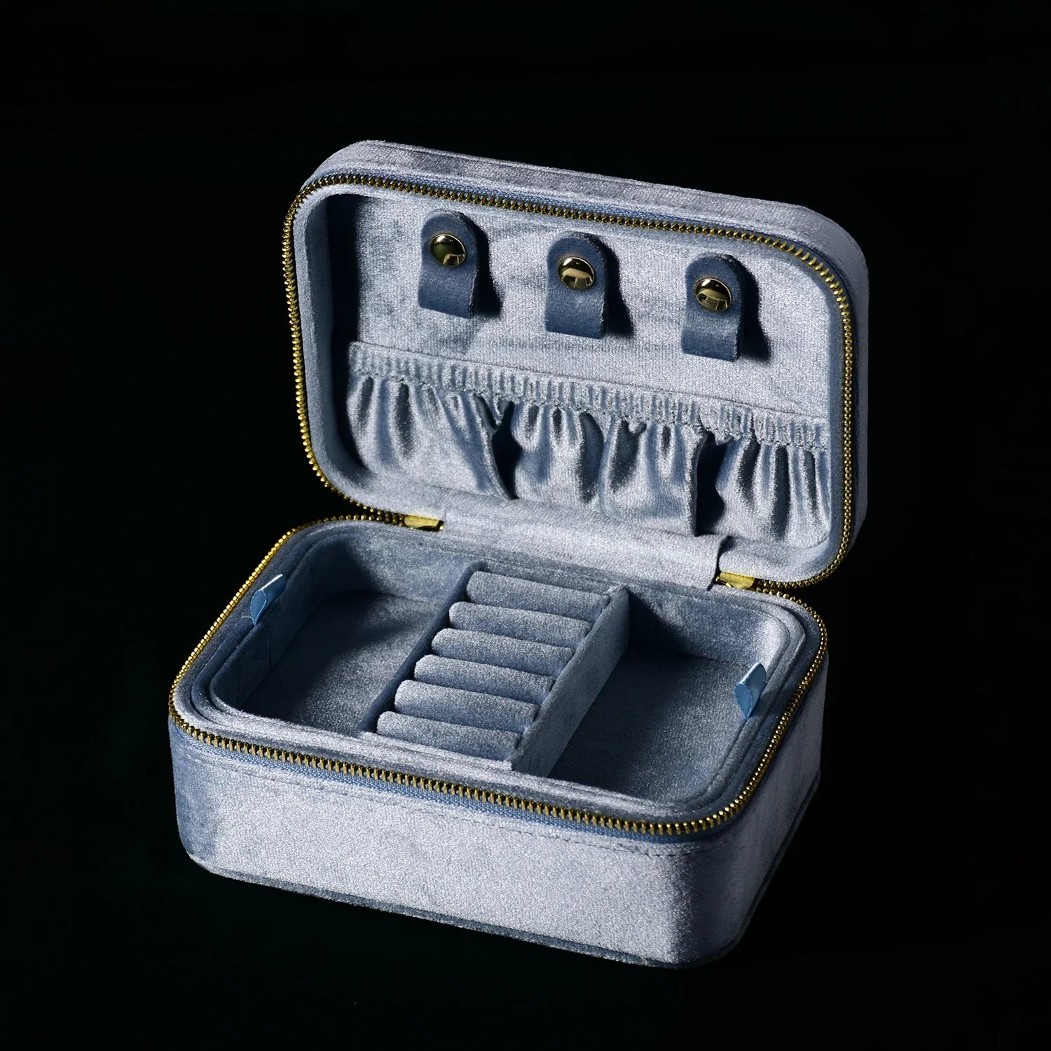 Boîte à Bijoux Velours Zip Portable Femme