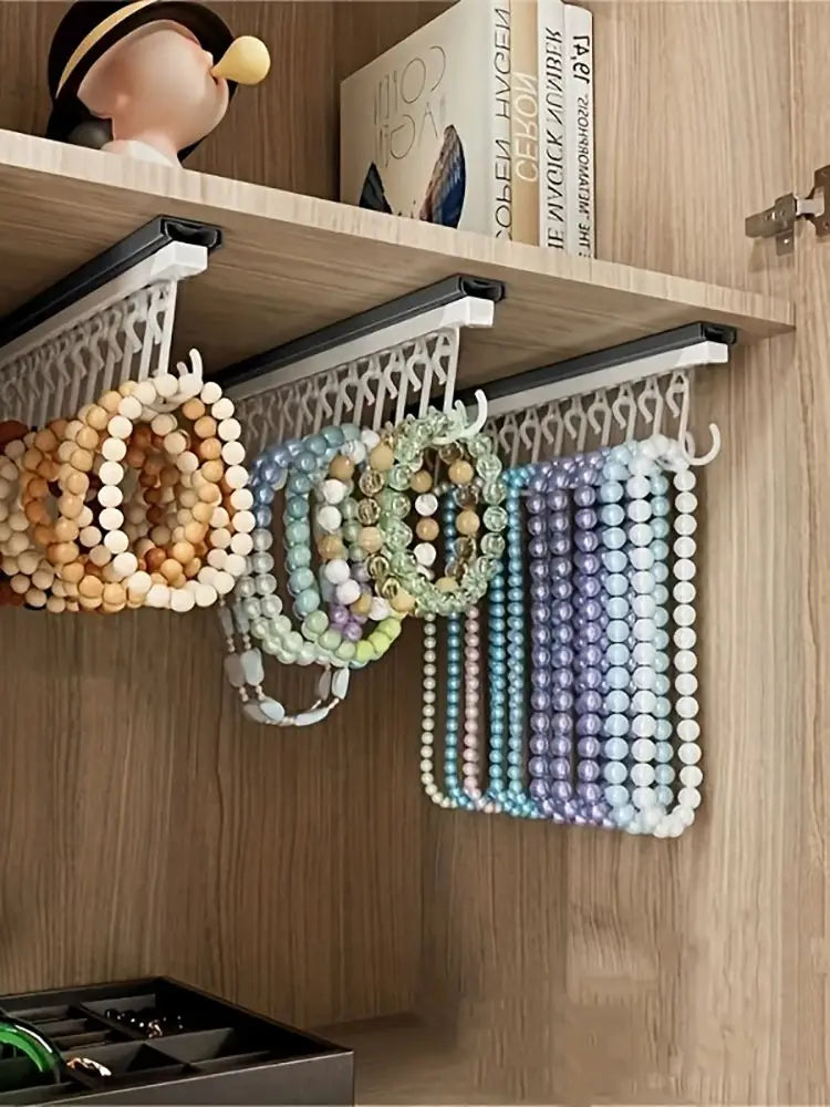 Présentoir Collier Mural Métal Blanc Crochet