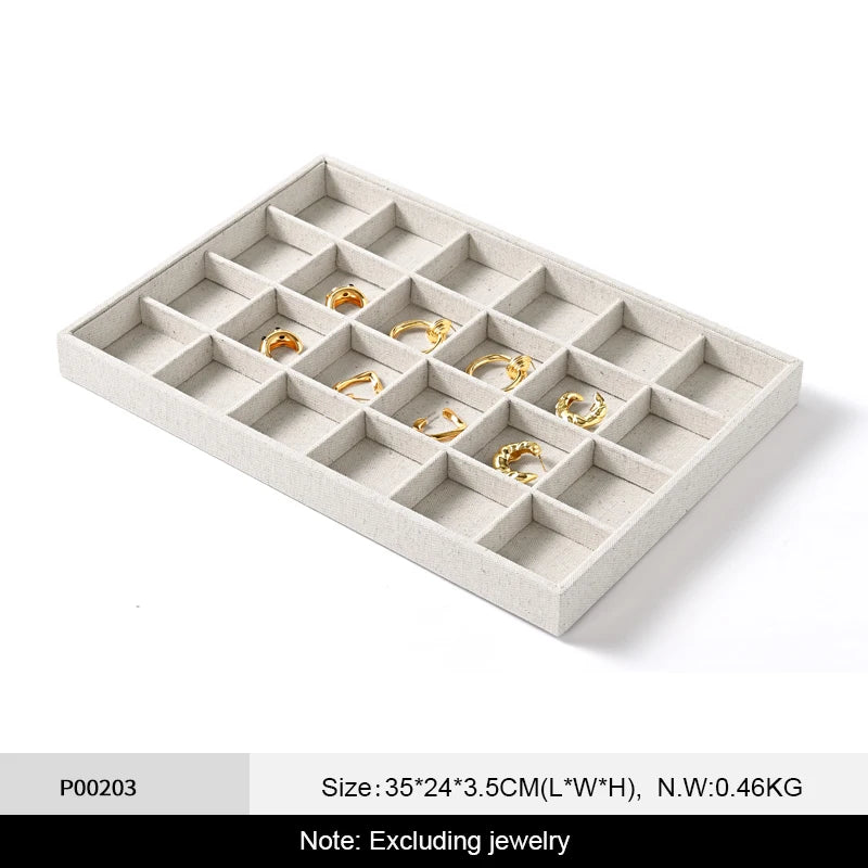 Plateau Bijoux Coton Lin Empilable Vitrine