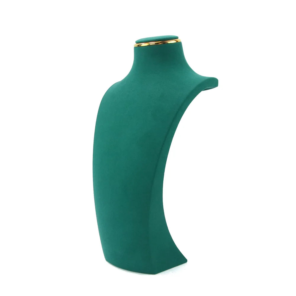 Présentoir Collier Buste Simili Cuir Doré