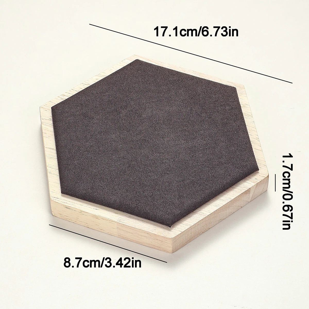 Plateau Hexagonal Velours Bois Bagues Accessoires