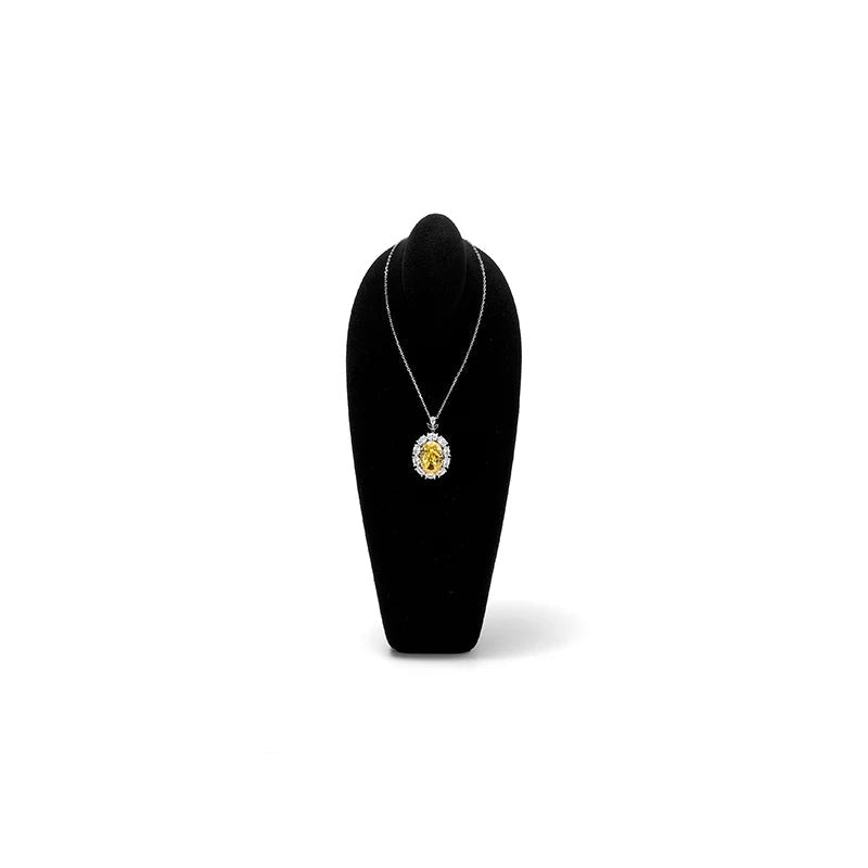 Buste collier microfibre noir 25 cm sur fond blanc