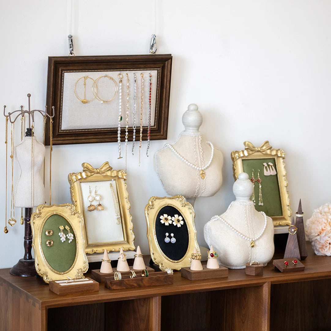 Presentoir Bijoux Vintage Bambou Reglable Boutique