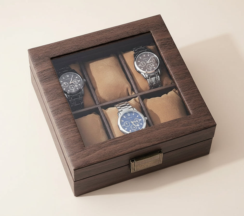 Boîte Montre Bois Chêne 6 Places Averna