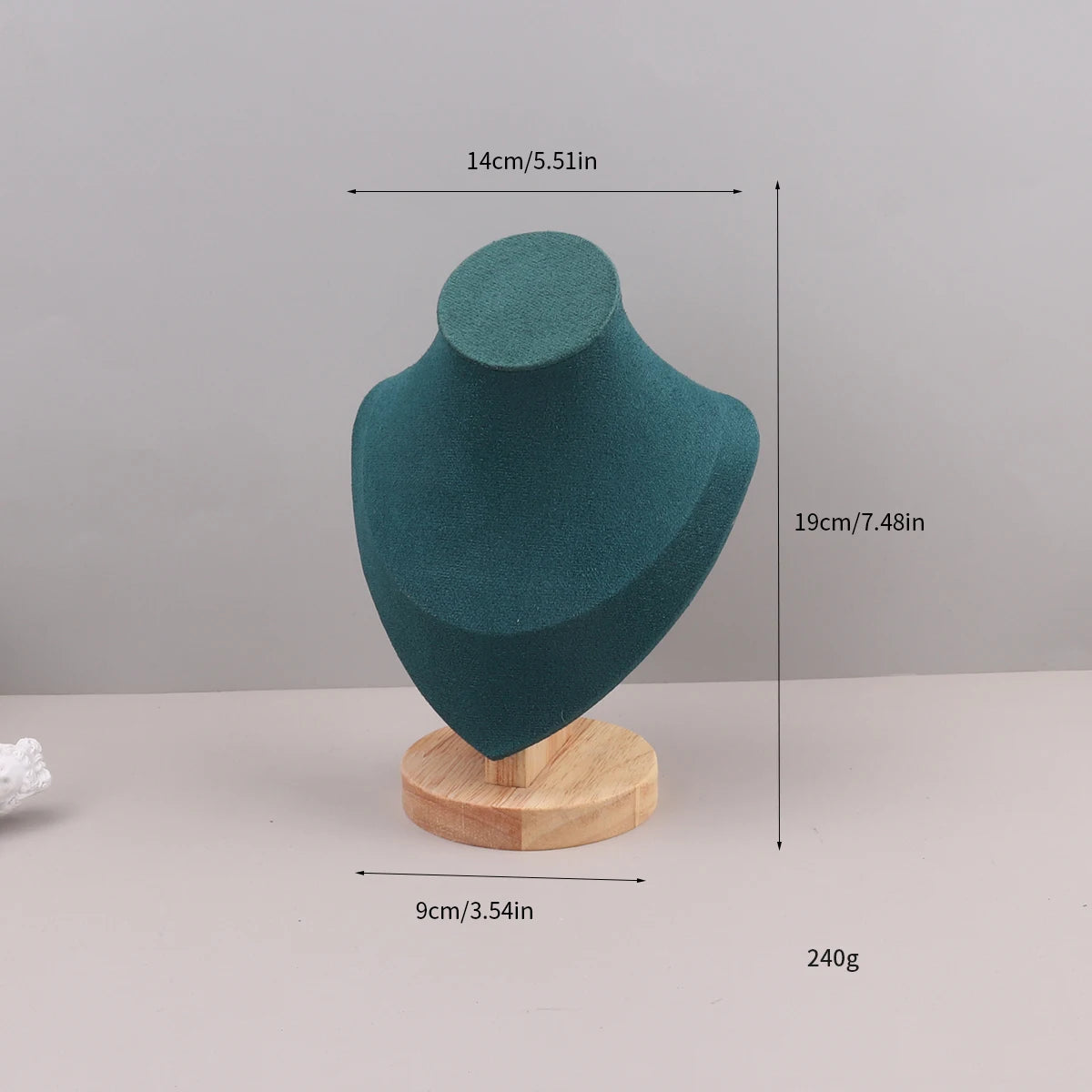 Présentoir Collier Velours Vert Émeraude 3 Tailles