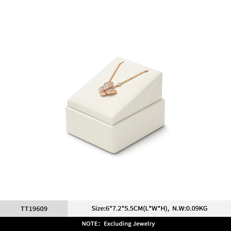 Présentoir Bijoux Velours Beige Bague Collier