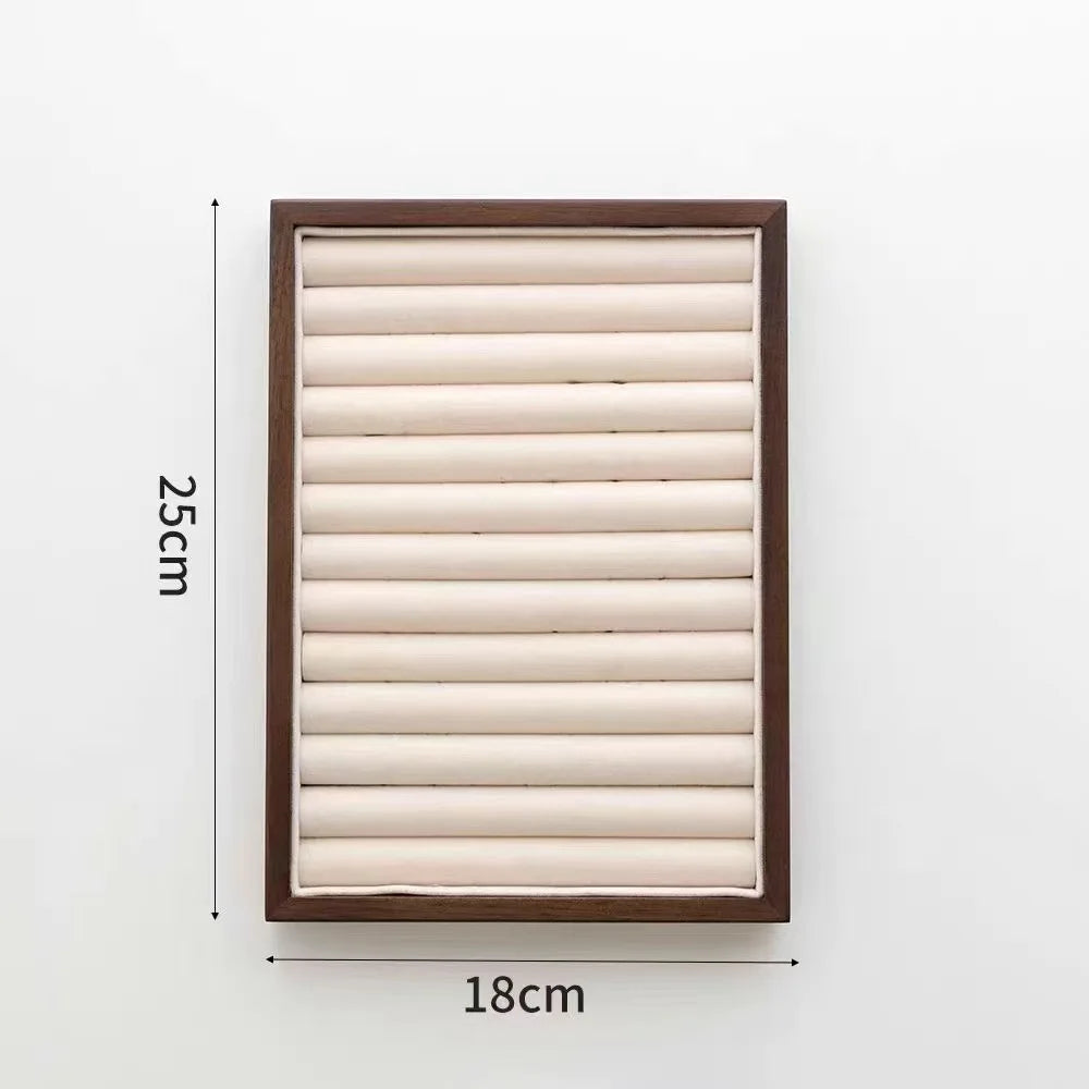 Plateau Bijoux Cuir Marron Velours Rangement