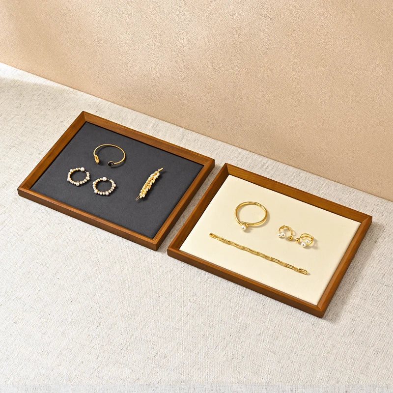 Plateau Bijoux Bois Anneaux Compartiments