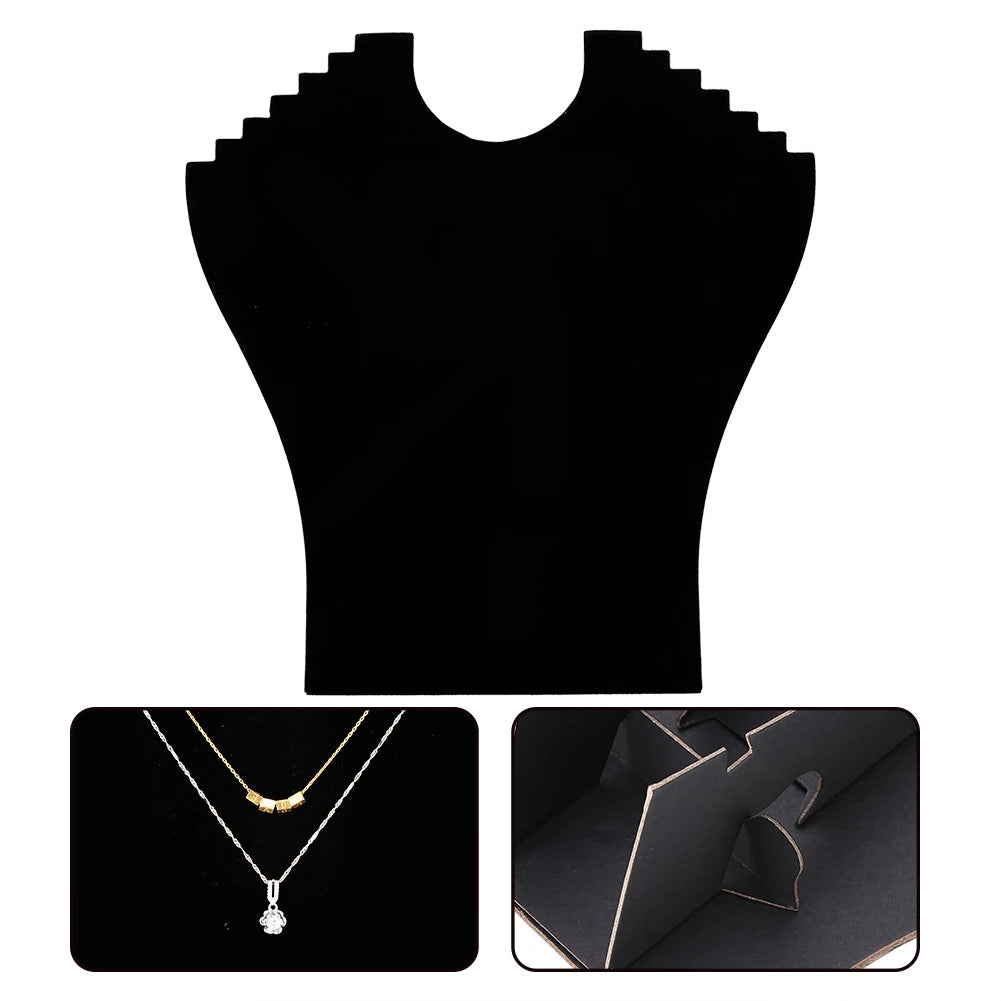 Présentoir Collier Buste Velours Noir T-shirt