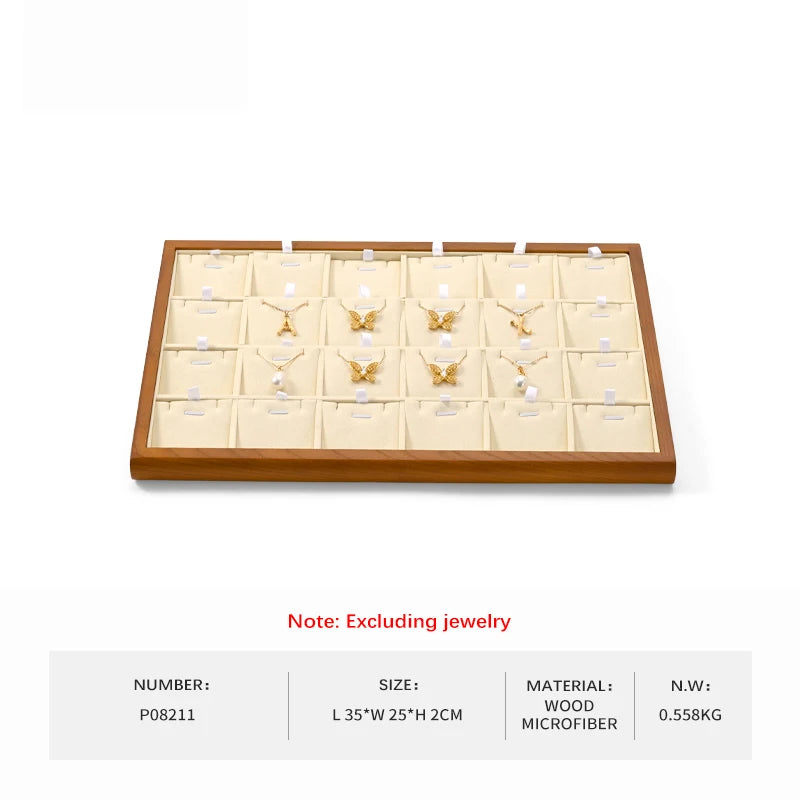 Plateau Bijoux Bois Velours Beige Multi-Configurations