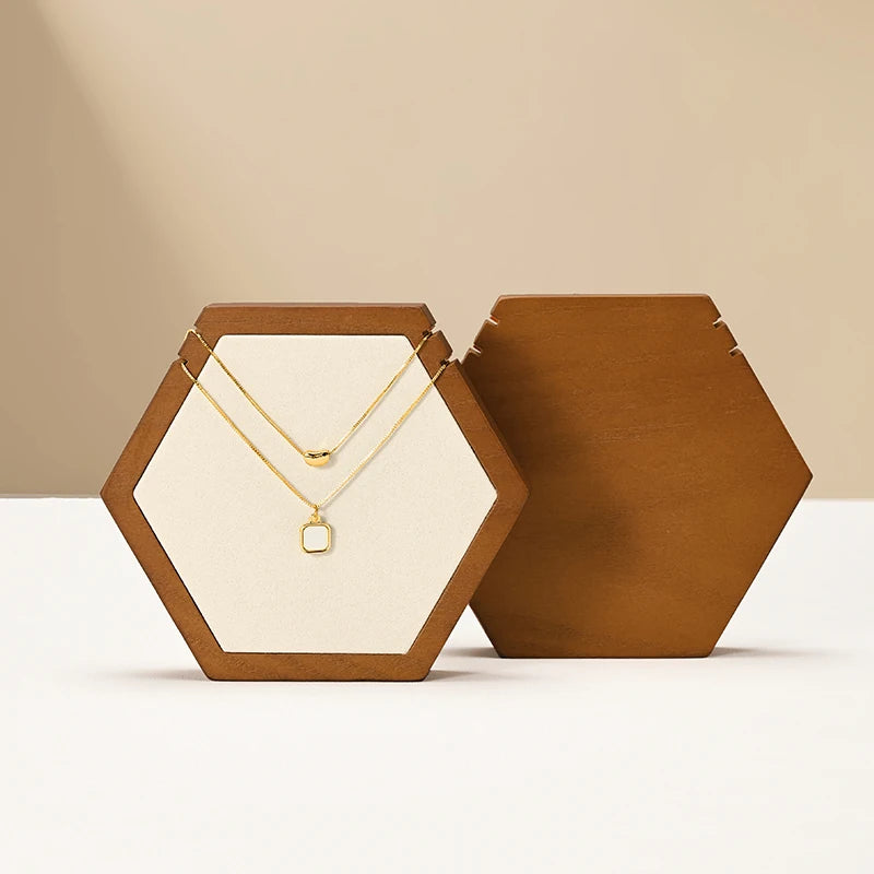 Présentoir Collier Bois Hexagonal Suspendu Vitrine