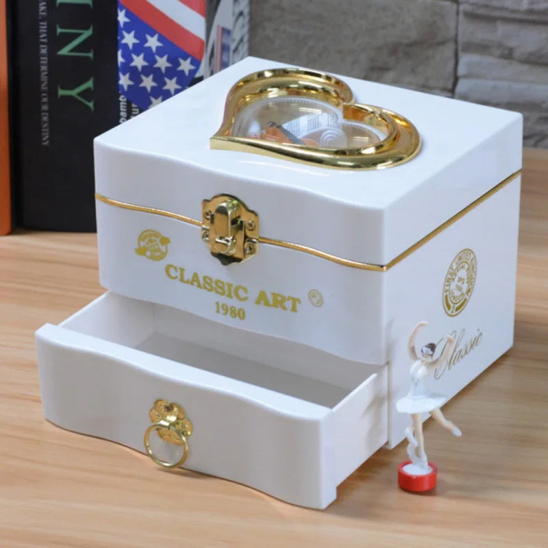 Boîte à Bijoux Musicale Bois Blanc Coffret