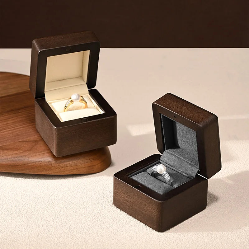 Boîte Bague Bois Mariage Fiançailles Cadeau