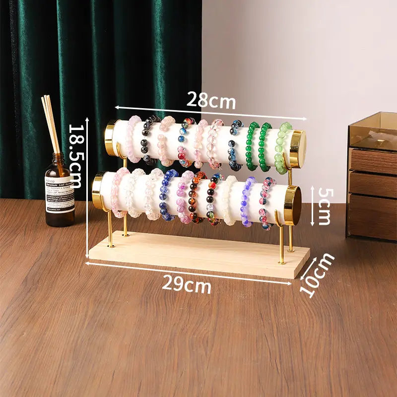 Présentoir Bois Doré Niveaux Montre Collier