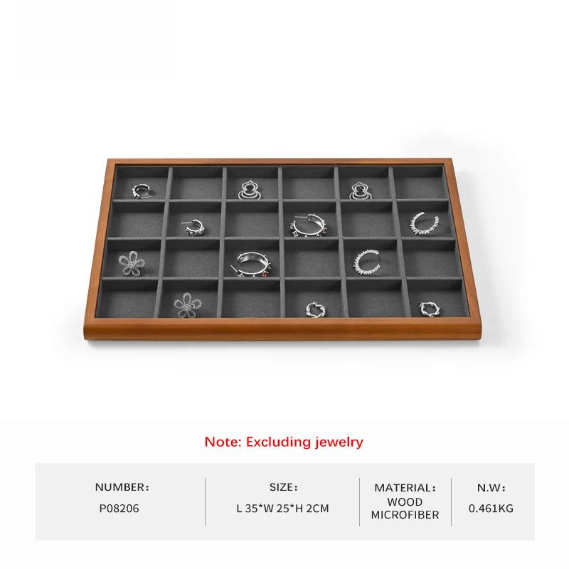 Plateau Bijoux Bois Gris Velours Modulable