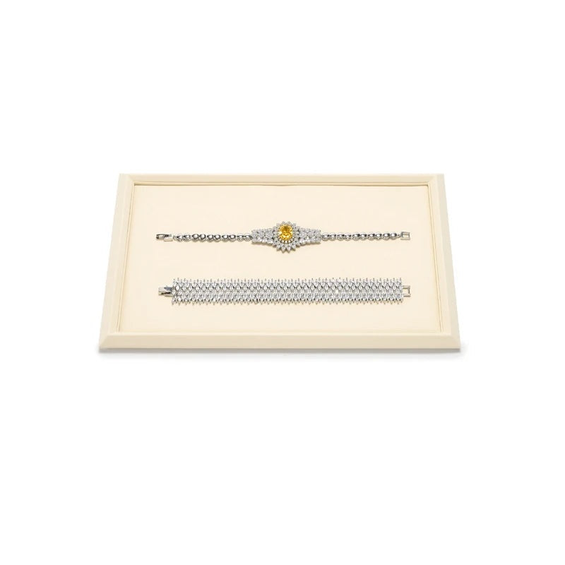Plateau bijoux simili cuir – cadre crème, petit format