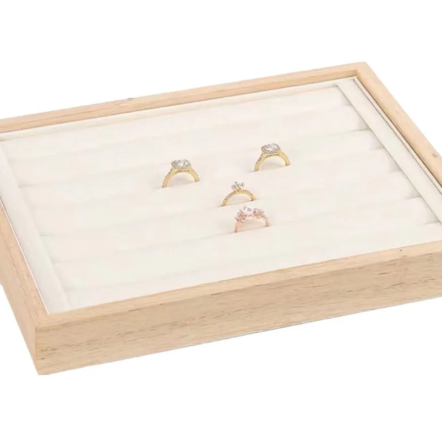 Plateau Bois Bagues Rangement Vitrine Bijoux