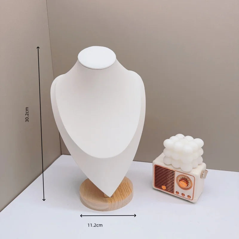 Présentoir Collier Buste Velours Bois