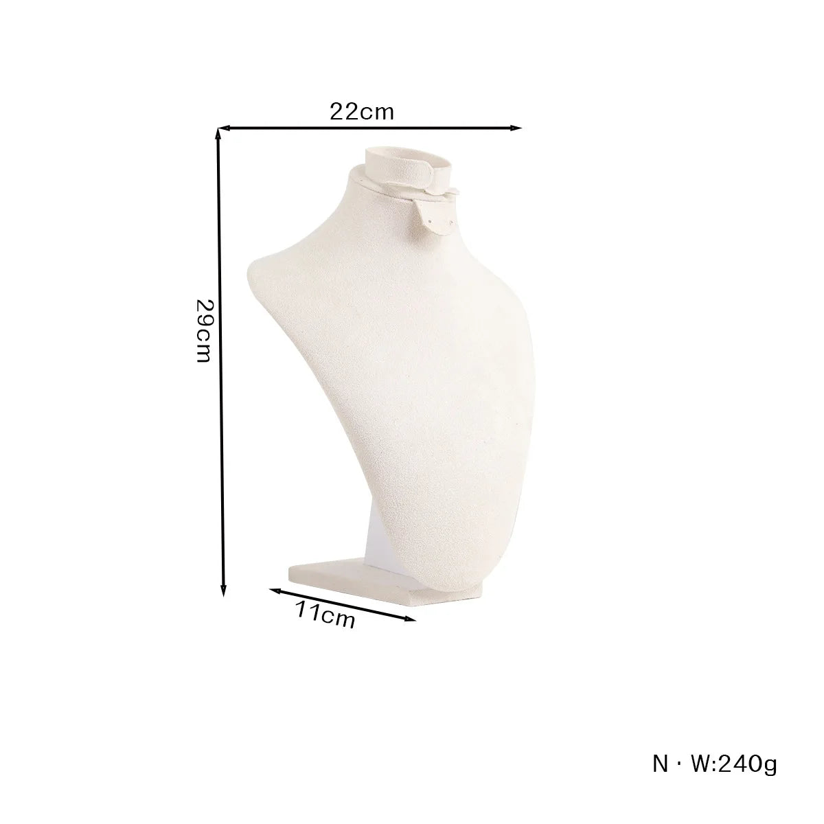 Présentoir Collier Velours Blanc Style