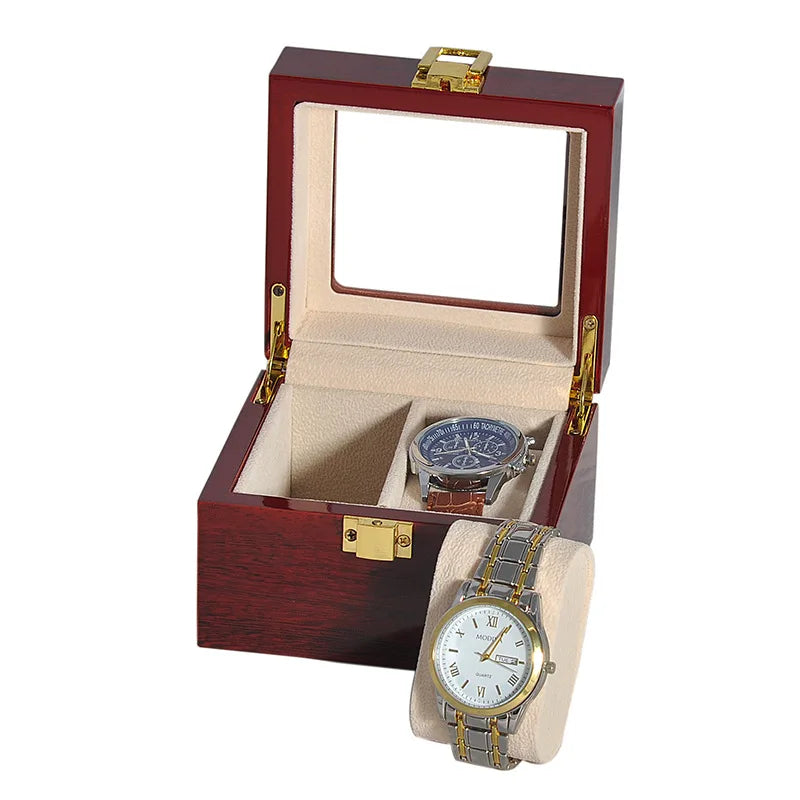 Coffret Vintage Bambou Montres Vitrine Vitrée