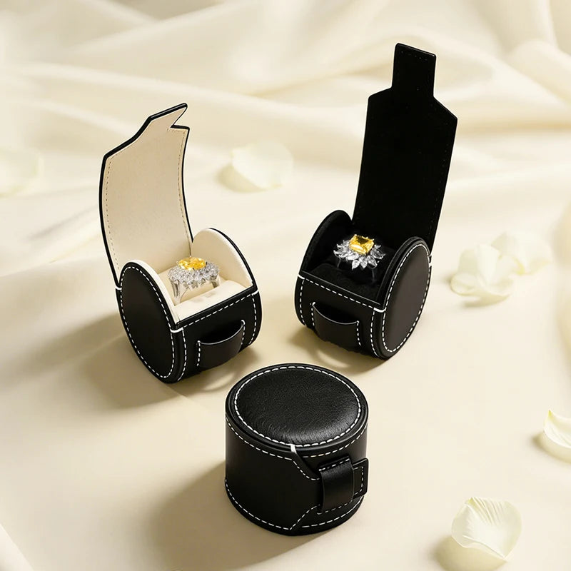 Boite Bague Cuir Portable Voyage Rangement