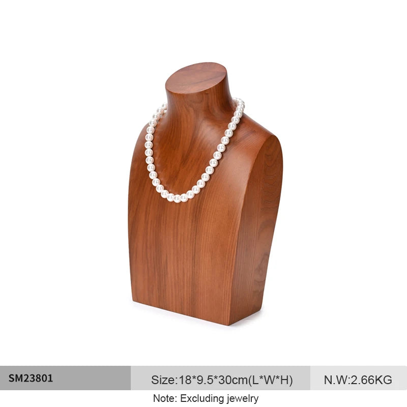 Buste Collier Bois Massif Présentoir
