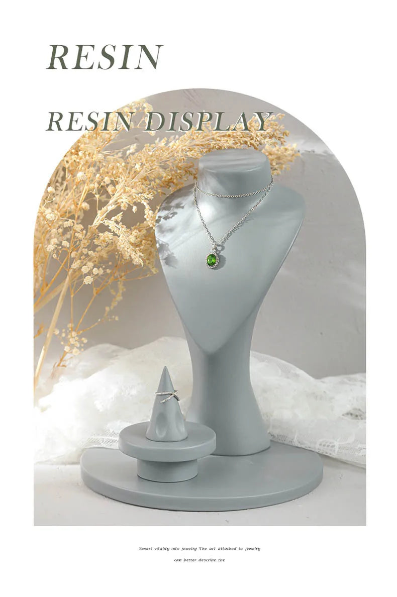 Buste Collier Velours Gris Long Sautoir