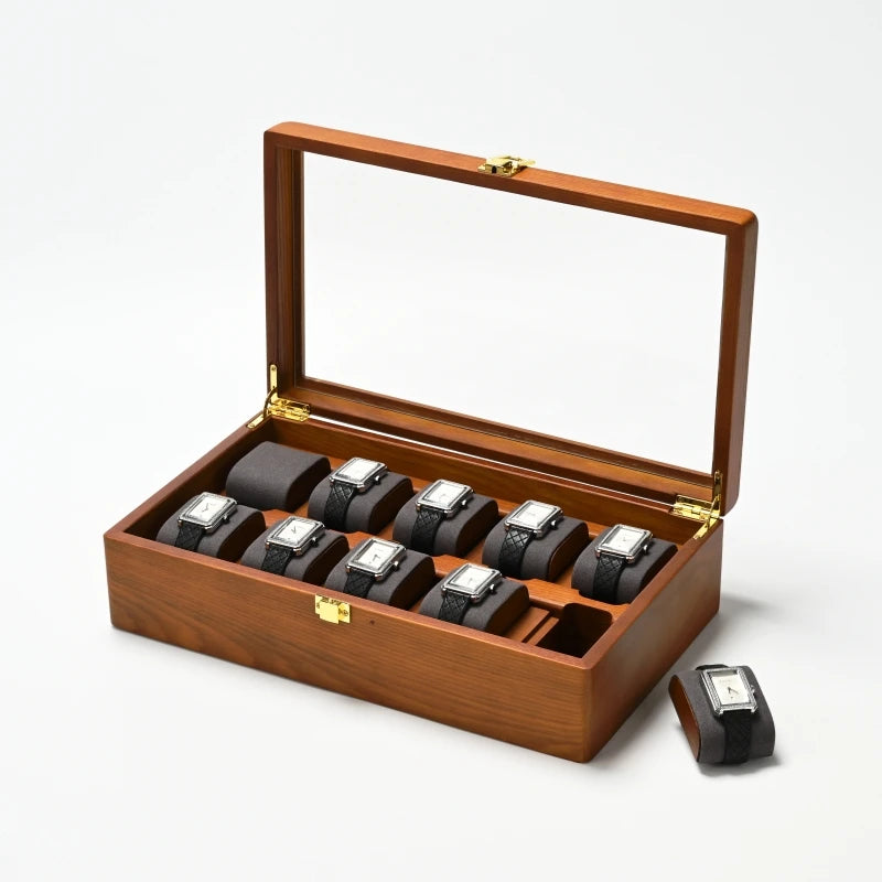 Boite Montre Cuir 10 Emplacements Multifonction Vitrine
