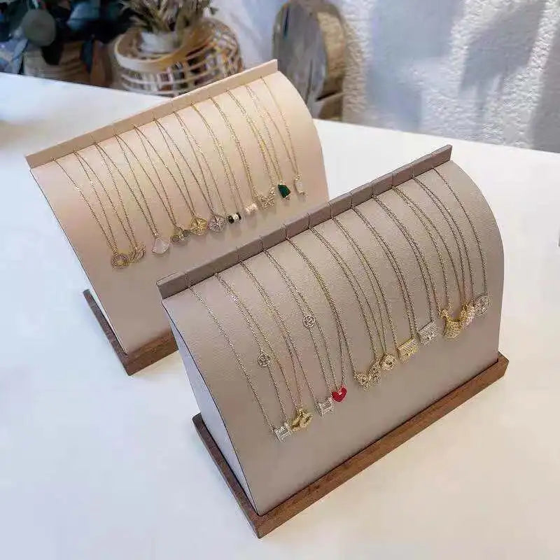 Présentoir Collier Velours Courbé Bois Naturel