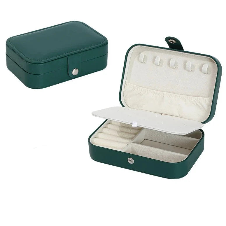 Boîte à Bijoux Cuir PU Miroir Double Étage
