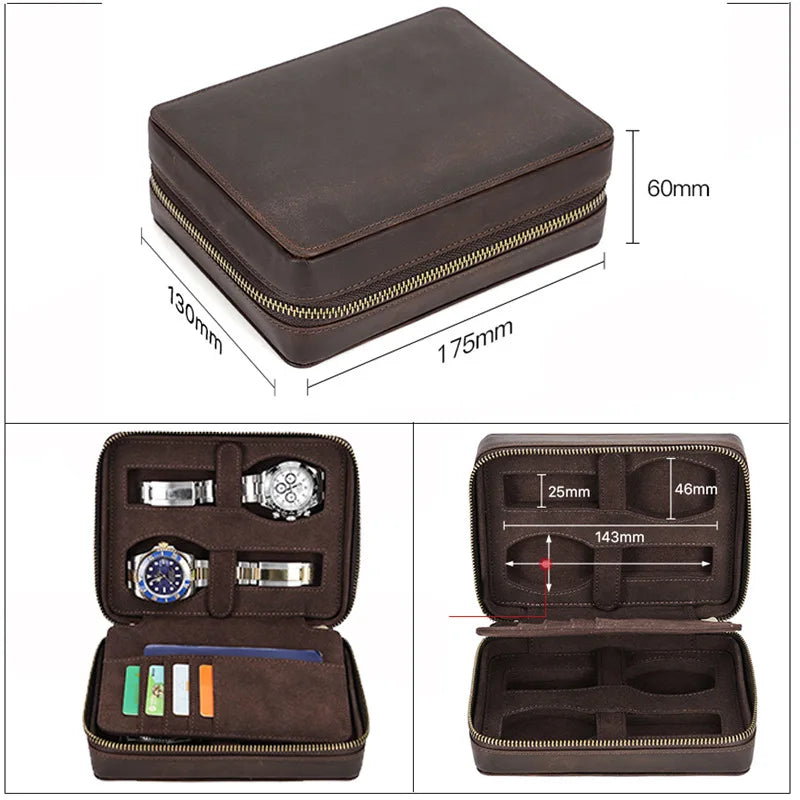 Pochette Etui Montre Cuir Voyage Compact