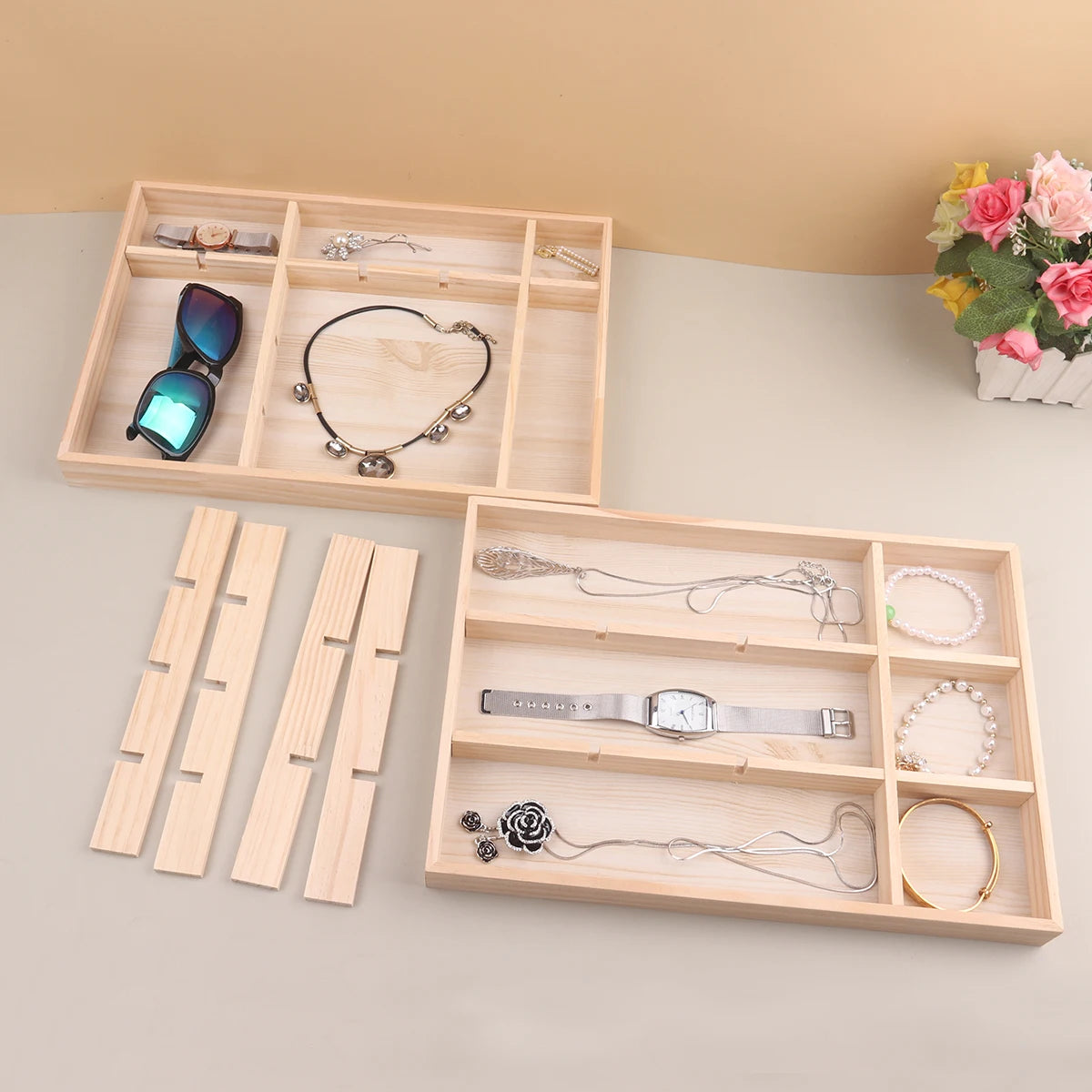 Boite Bijoux Bois Compartiments Empilable