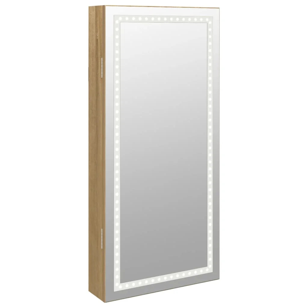 Boîte Bijoux Bois Murale LED Miroir Sécurisée