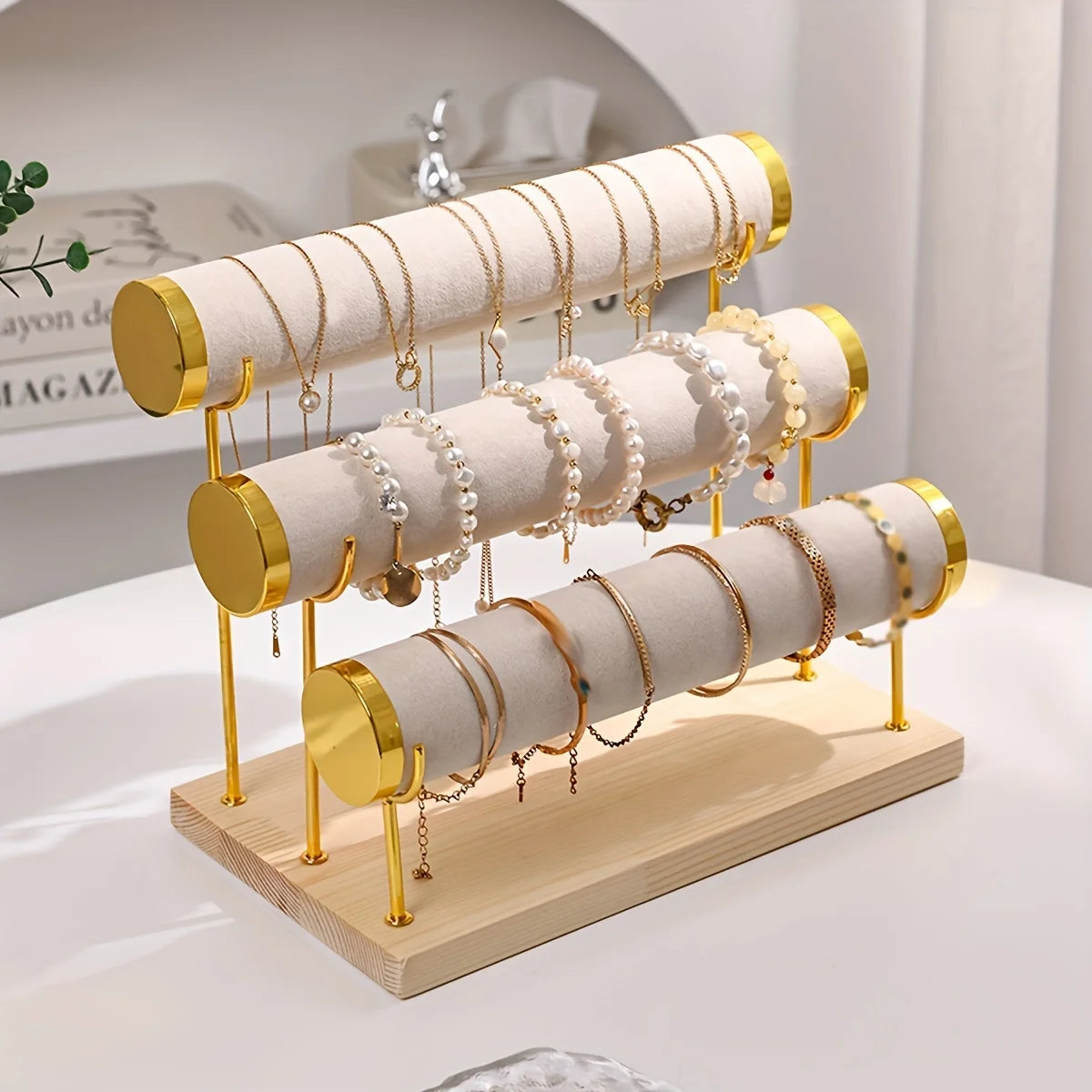 Présentoir Collier Bracelet Velours Étages