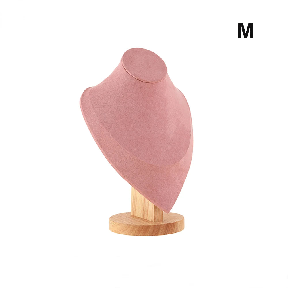 Buste Bijoux Velours Base Bois Mannequin