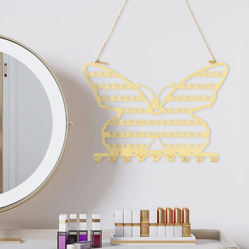 Présentoir Collier Mural Métal Papillon Décoratif
