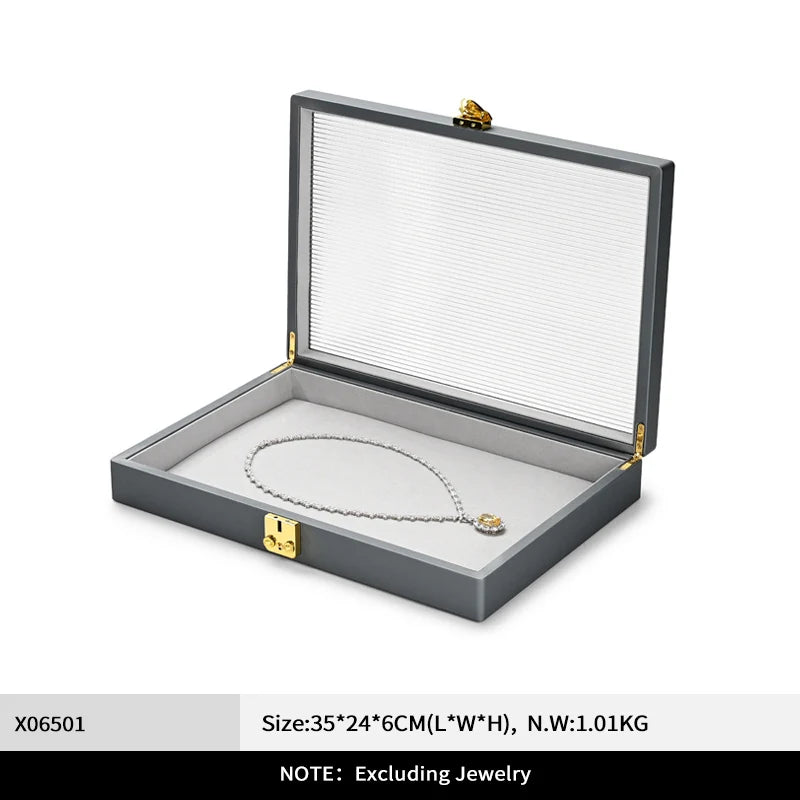 Boîte Bijoux Cuir Premium Couvercle Transparent