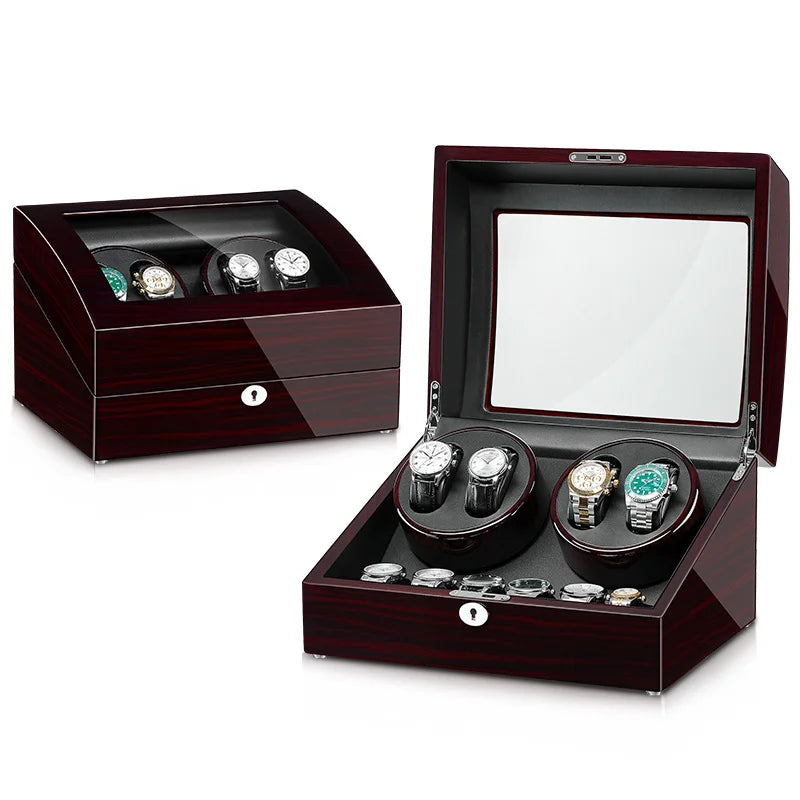 Mallette Bijoux Cuir Remontoir Montre 4+6 Rotatif