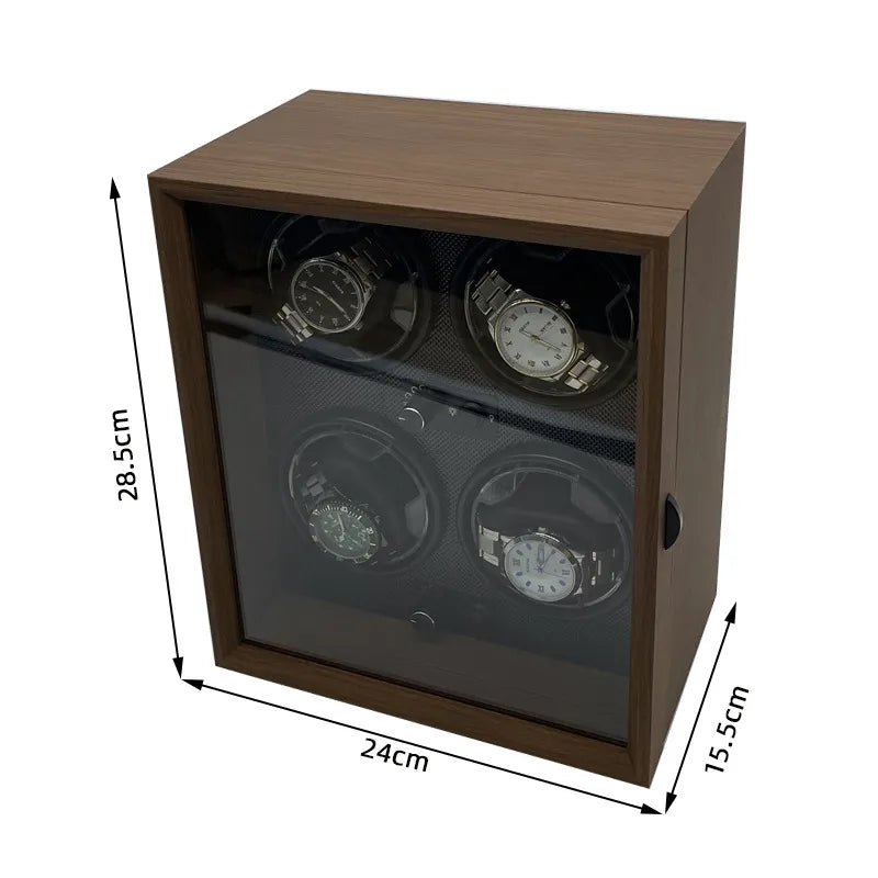 Remontoir Montre Automatique 4 Places Bois Cuir Luxe