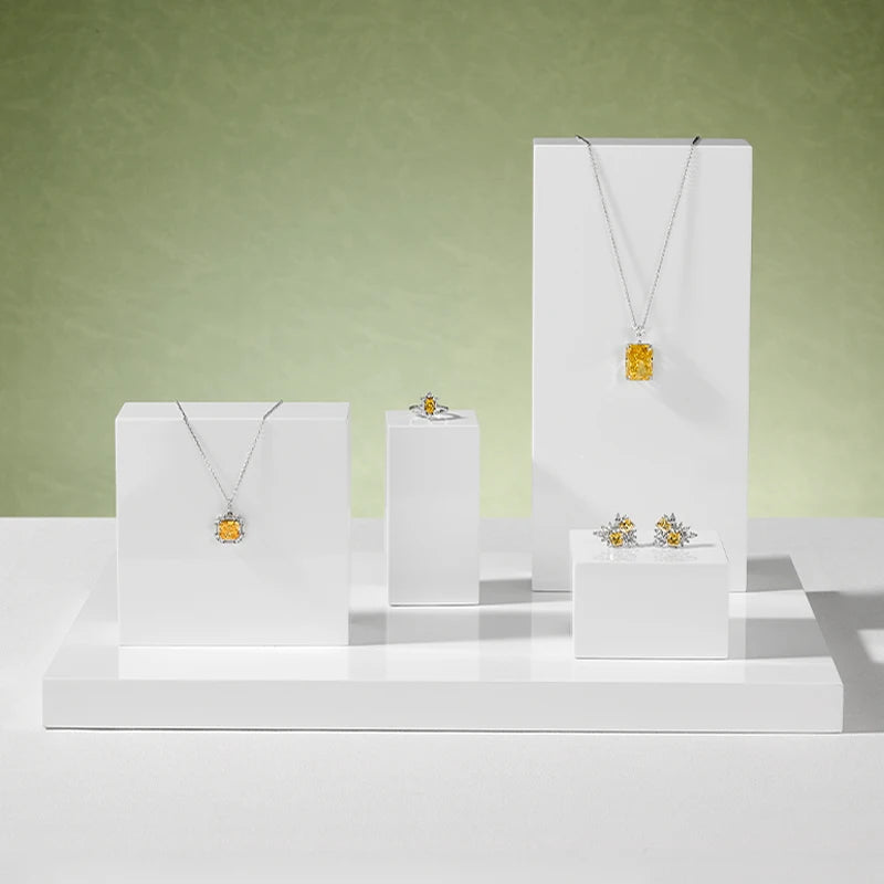 Présentoir Carré Blanc Bijoux Bagues Colliers Premium