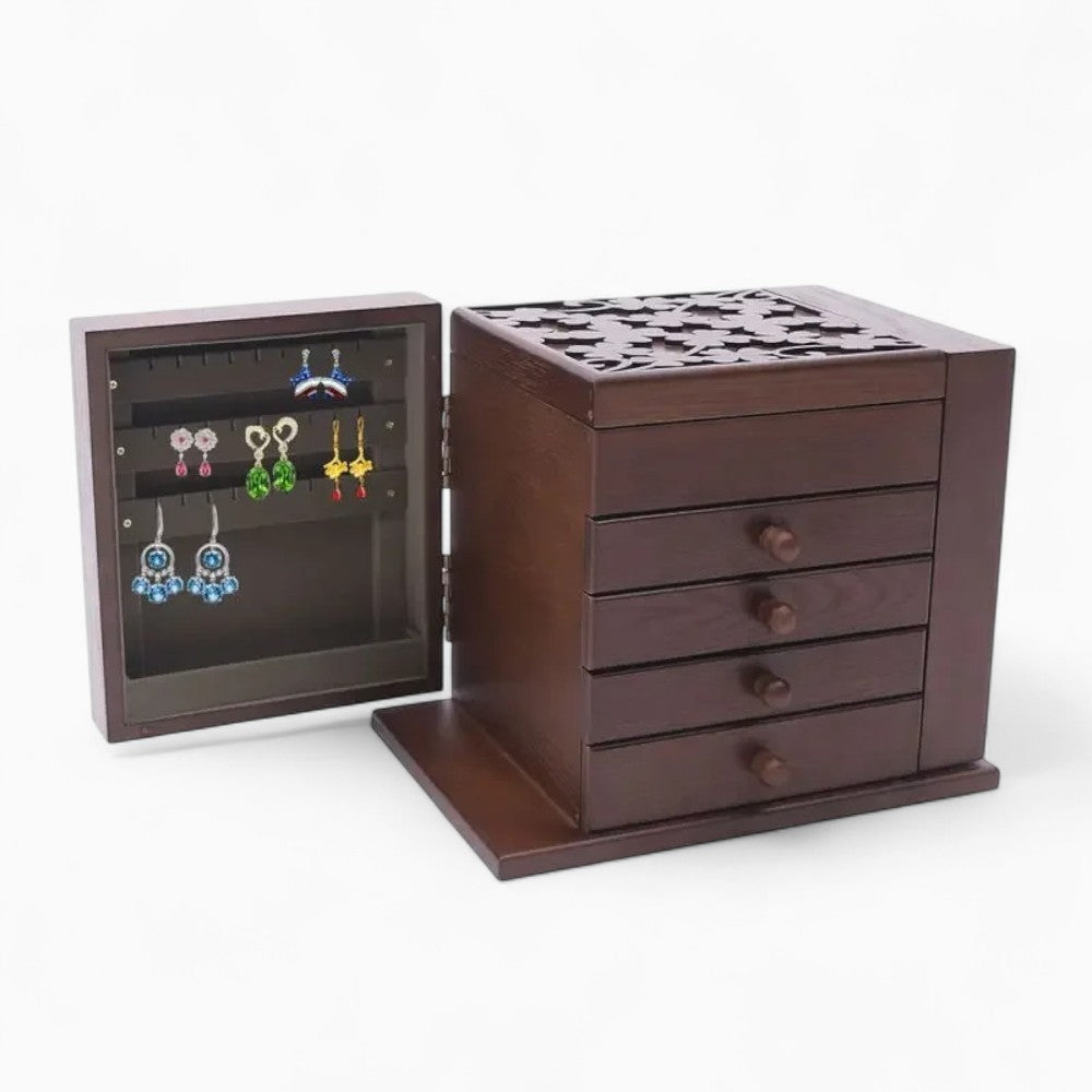 Grande Boîte à Bijoux Vintage Bois Marron