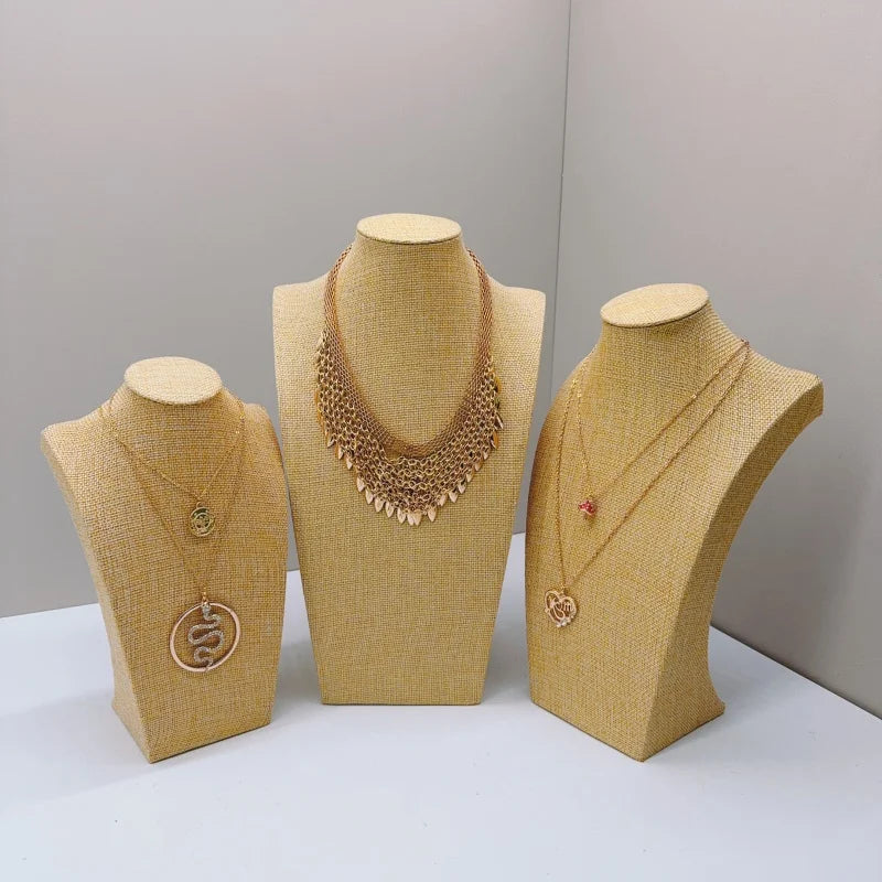 Présentoir Collier Buste Coton Lin Naturel