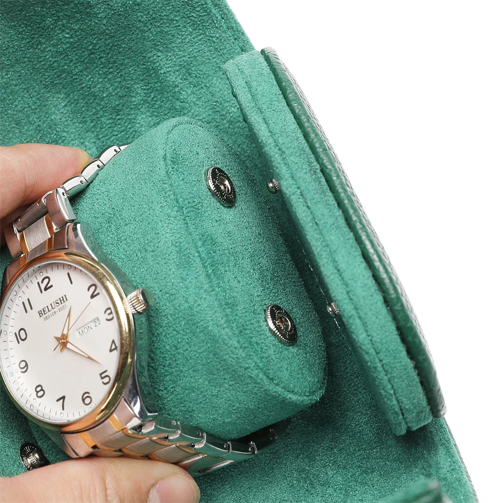 Étui Montre Cuir 2 Emplacements Luxe Voyage